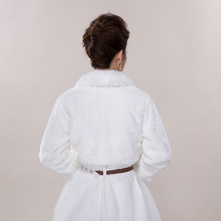 Wedding Accessories Faux Fur Bolero Long Sleeves Ivory Wedding Jackets Winter Warm Coats Bride Wedding Coat