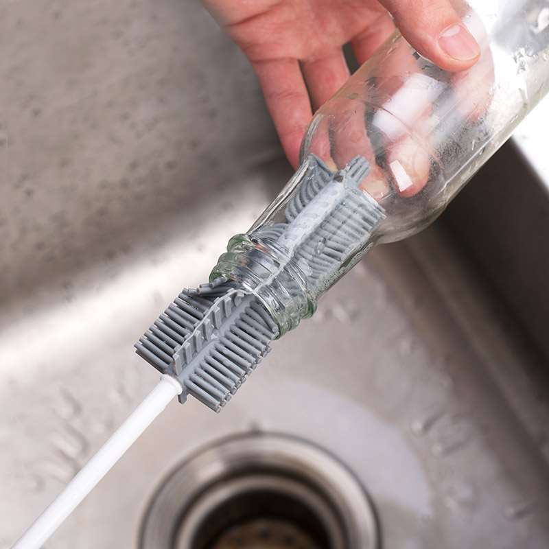 Utensilios de cocina, cepillo para lavar platos de silicona a prueba de aceite, cepillos para sartenes largos, esponja para limpiar platos