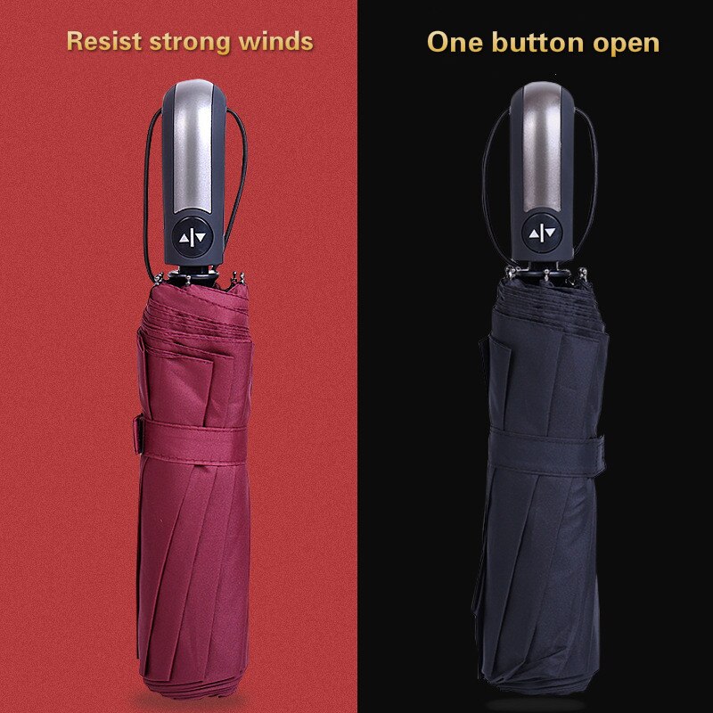Wind Resistant Folding Automatic Umbrella Rain Women Auto Luxury Big Windproof Umbrellas Rain For Men Black Coating 10K Parasol