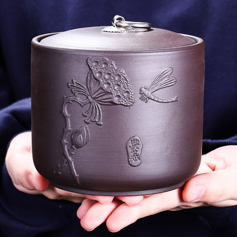 Theeblik paarse klei puer groene thee opbergdoos theepot snoeppot gedroogd fruit container keramiek kruiden opbergdoos 11.5*11cm