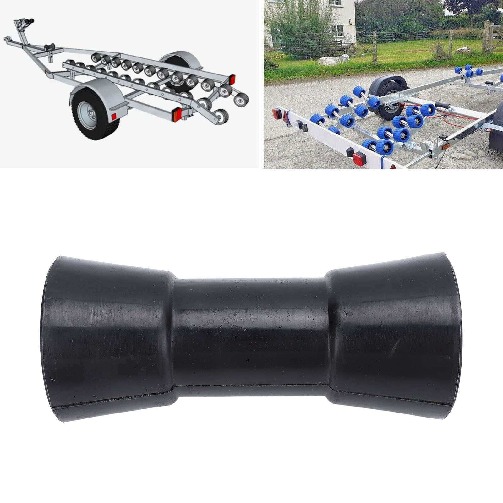 Boat Trailer Roller Boat Trailer Keel Roller 6 Inch Marine Keel Roller Heavy Duty PU Black Boat Trailer Roller for Boat Trailer