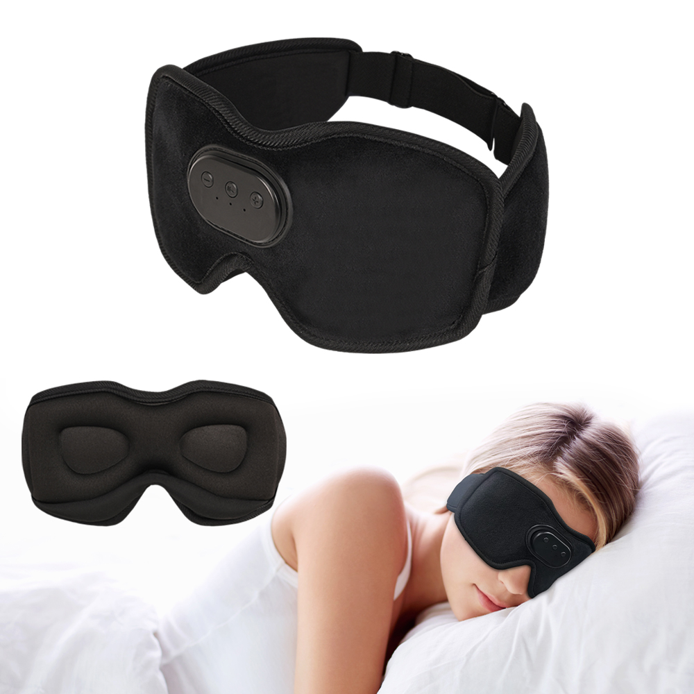 Auriculares para dormir con Bluetooth, máscara para ojos opaca, copa contorneada 3D, venda para música con altavoz para viajes, meditación, cambio nocturno