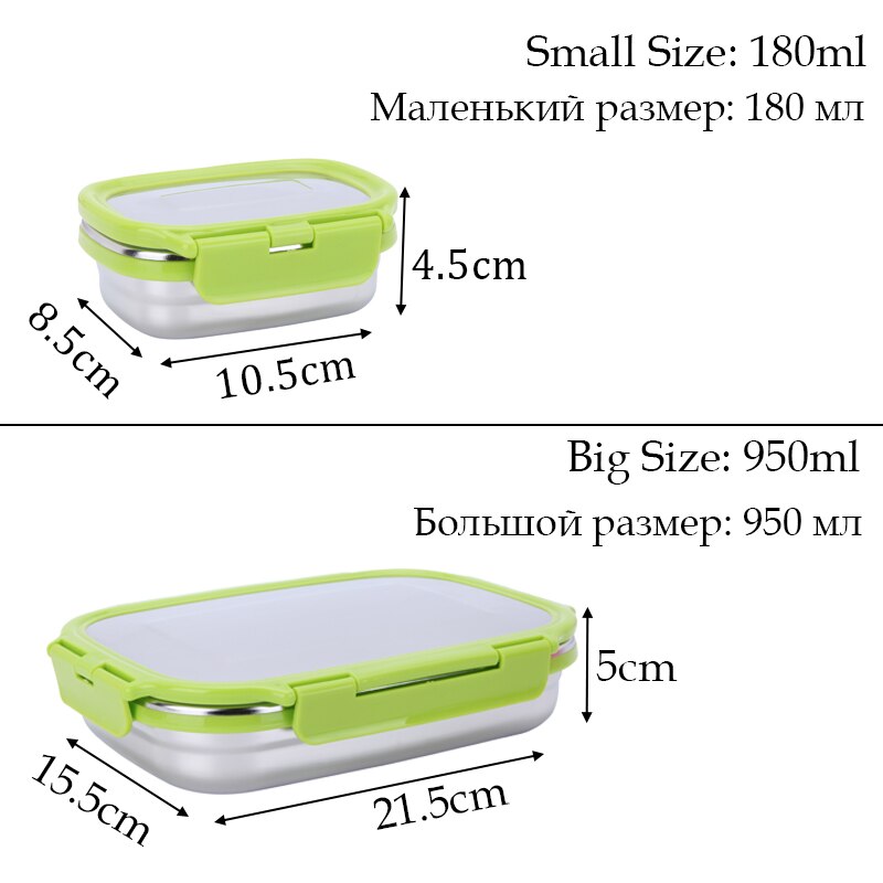 2 Stuks Lunchbox Voor Kids Volwassenen 304 Rvs Bento Snack Vergrendeling Doos Voedsel Container School Office Outdoor Opslag doos