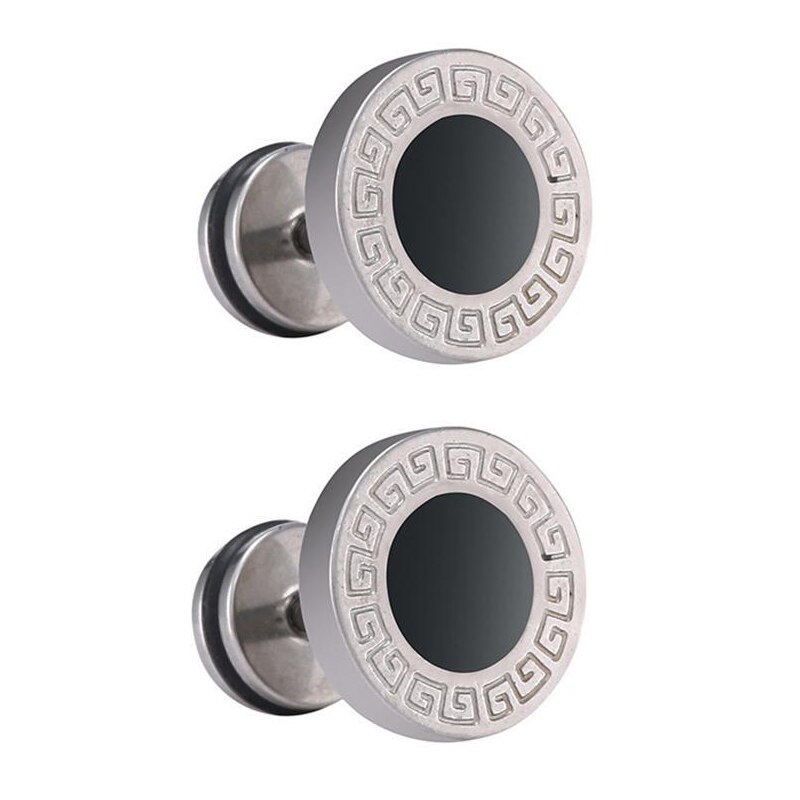 Rostfritt stål kvinnor #39 för män örhängen svart sten guld silver färg ansikte örhängen smycken: D -18-2 10mm 1 par