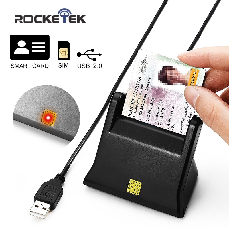 Rocketek usb 2.0 smart card-læser cac,id,bankkort,sim-kort cloner stik kortlæser adapter computer pc laptop tilbehør