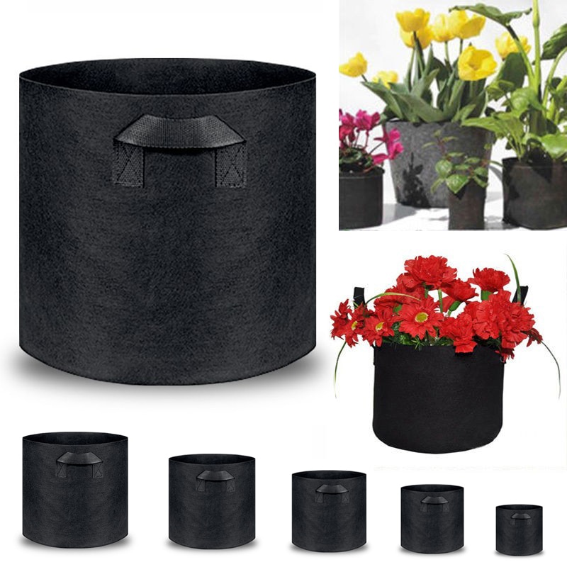 1-10 gallon stof vokseposer åndbare potter planter rod pose container plante praktiske potter med håndtag haveartikler