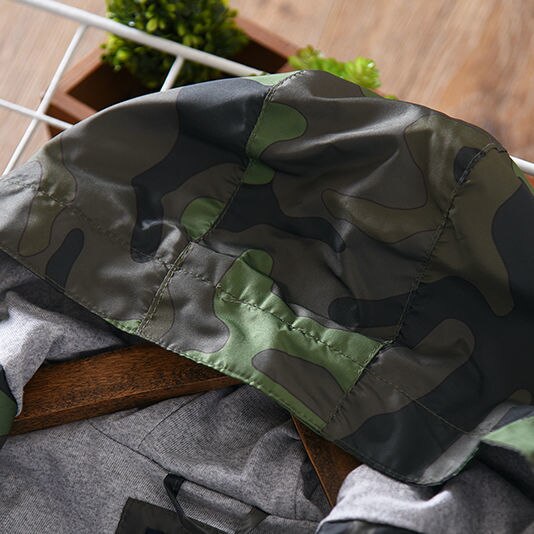 Rits Jas Camouflage Jas Jongen Capuchon Lente En Herfst P4350