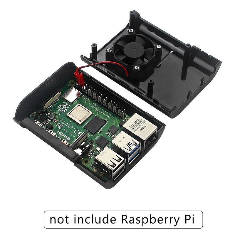 Raspberry Pi 4 Model B Case Abs Shell Plastic Huis Koelventilator Heatsink Hdmi-Compatibele Kabel Voeding Adapter voor Pi 4