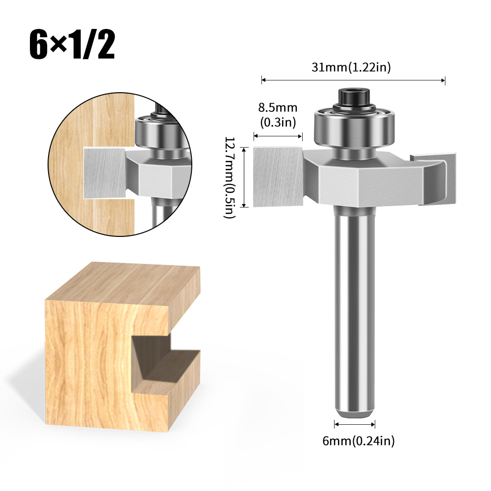 Vástago de 6mm y 12mm, fresa en forma de T de doble filo, herramientas de ranurado de rodamiento, fresa para carpintería, herramientas de carpintería: 10.5 mm