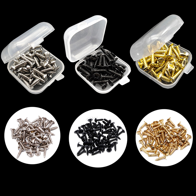 Elektrisk gitar bass beskyttelsesplate skruer 3*12mm beskyttelsesplate bakdeksel plate sokkelskruer med eske emballasje hy