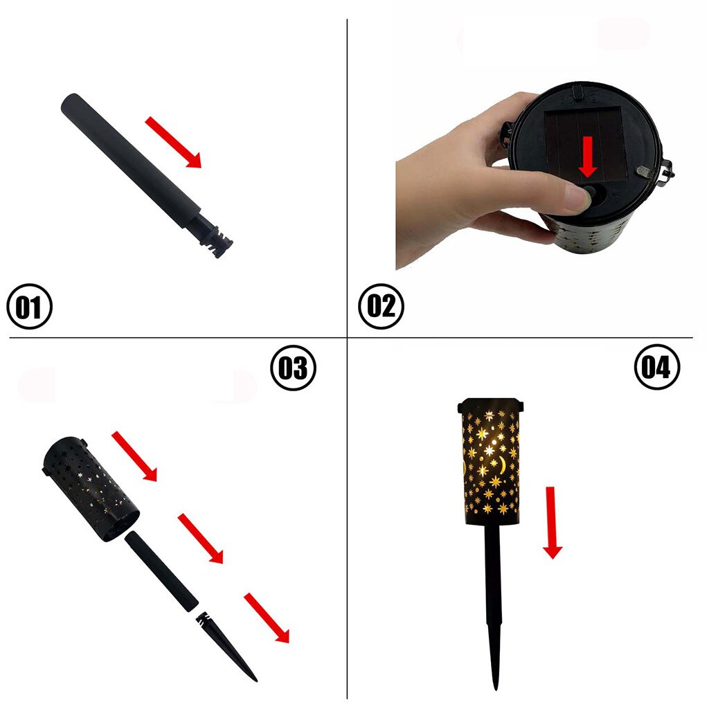 Solar Lights Led Decorative Columns Post Lantern Pole Lamp Pathway Garden Light Landscape Lighting Patio Yard Deck Path#g30