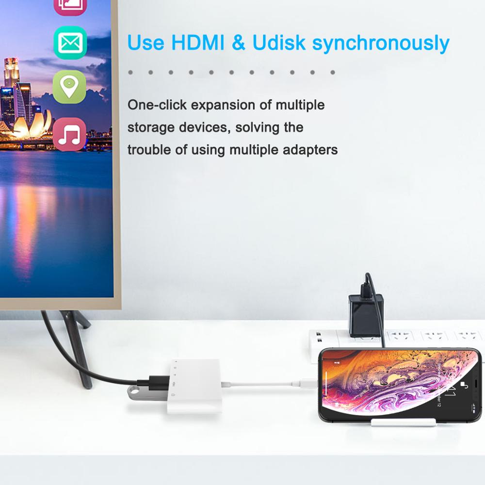 Lightning to HDMI Adapter USB SD TF Card Reader Digital AV TV OTG 1080P Cable Hub For iPhone X XR XS 11Pro Max SE iPad Mini Pro