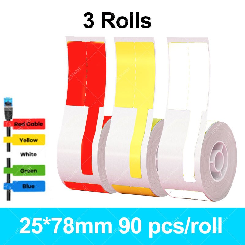 NiiMBOT D101 Label Printer Cable Label Paper Waterproof Network Wiring Communication Optical Fiber Network Cable: 3 Rolls YRW Cable