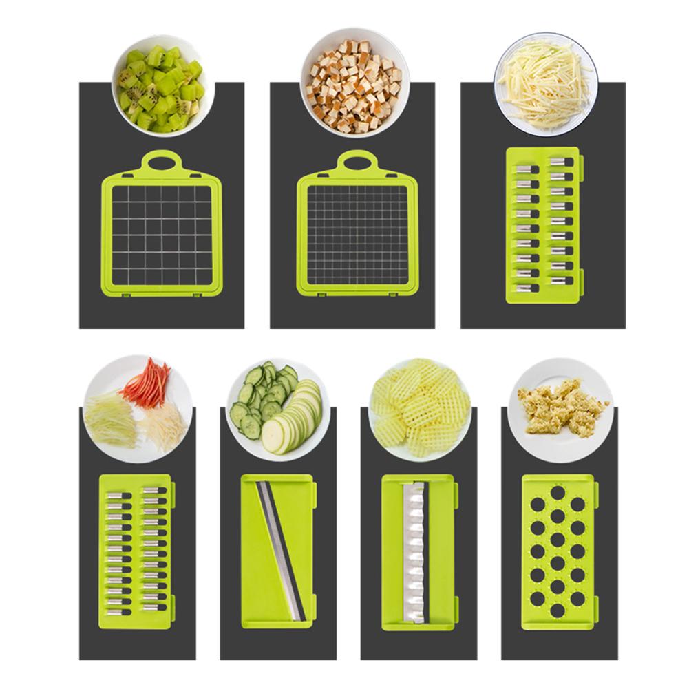 Vegetable Grater & Julienne Slicer Cutter for Vegetable With 7 Thickness Interchangeable Stainless Steel Blades Food Container
