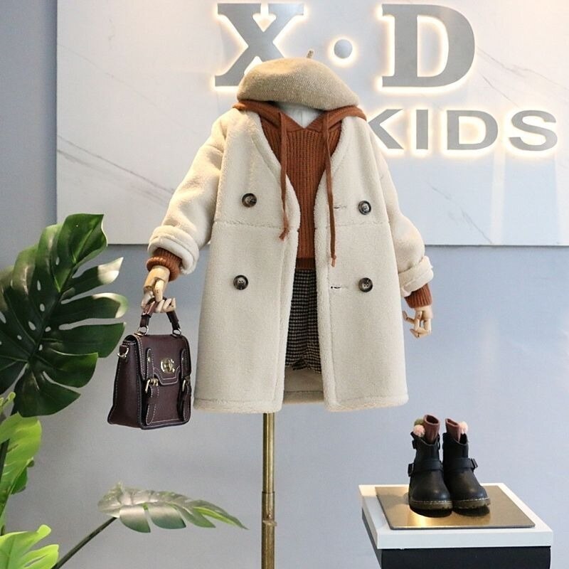 Le ragazze Di Lana Abbigliamento Per Bambini 2020 Autunno e in Inverno Le Ragazze di Lana Cappotto di Modo Più Il Cotone Bambino Caldo di Spessore Della Ragazza Plaid Della Tuta Sportiva