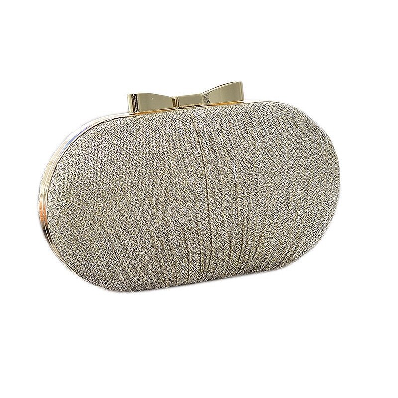 Pochette de soirée dorée femmes sacs de mariage sacs à main brillants mariée métal Bow embrayages sac chaîne sac à bandoulière