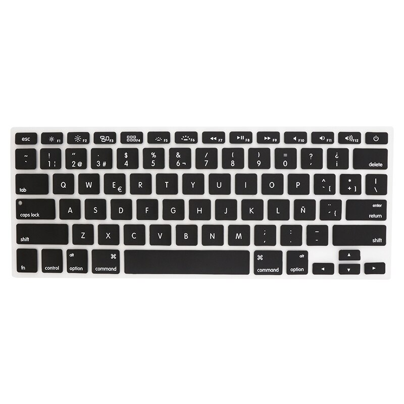 Osłona klawiatury naklejka silikonowa wersja amerykańska język hiszpański list Protector dla Macbook Air 13 Pro 13 15 17 Retina Film: Black