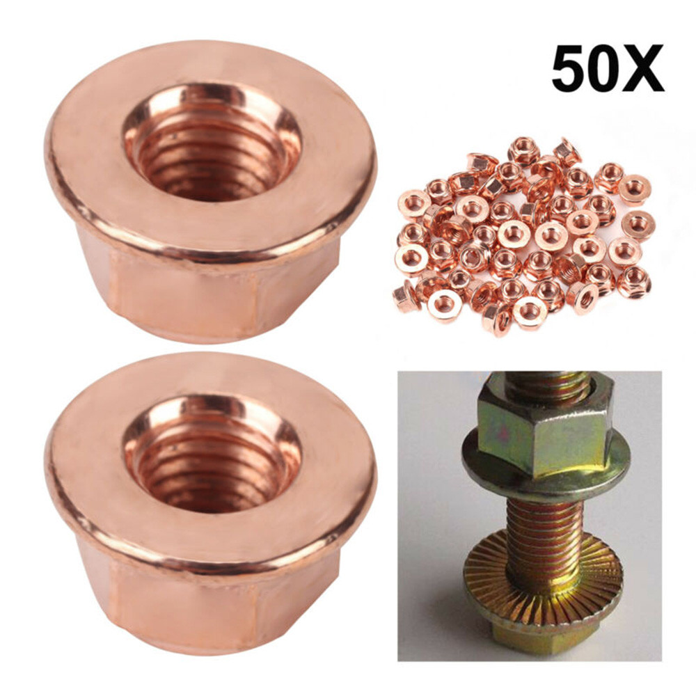 50x M8 Verkoperde Geflitste Uitlaat Moeren Sw 13 Spruitstuk Stud Hex Moer 8Mm Turbocompressor Moer Auto Bevestigingsmiddelen Accessoires