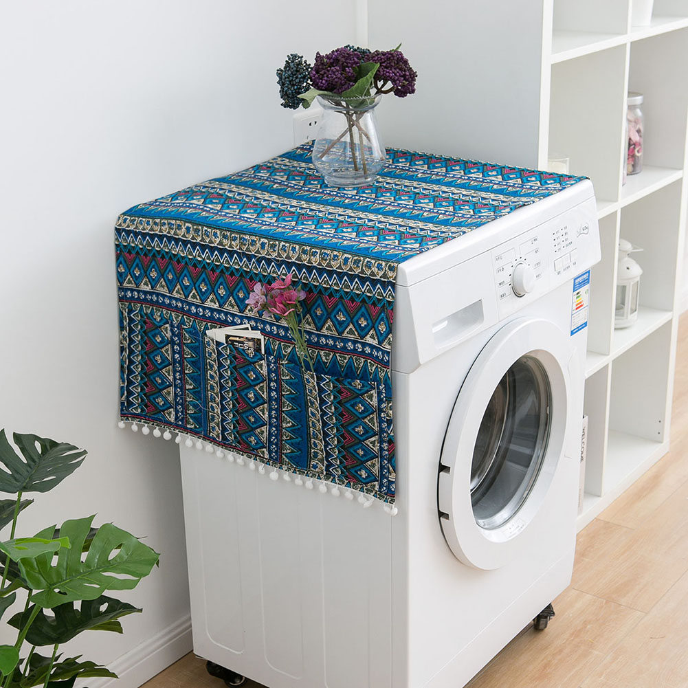 Geometriske rombestøvdæksler vaskemaskine dækker køleskabsstøvbeskytter med lomme bomuldsstøvdæksler rengøring til hjemmet: 6