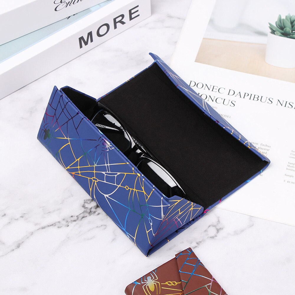 Neue Heiße Dreieck Gläser Kasten Süssigkeit Farbe Klapp Sonnenbrille fallen PU Wasserdichte Starke Magnet Brillen Schutz Organizer