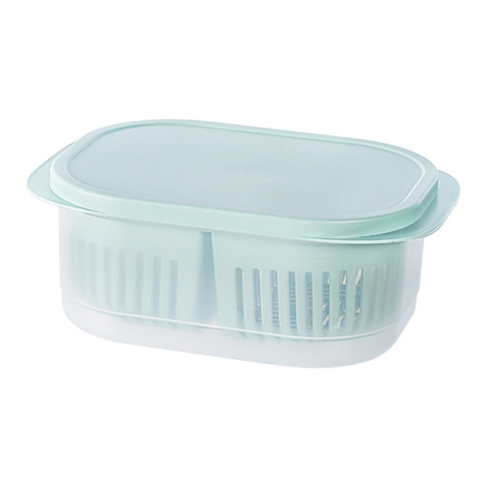 PP Refrigerator Food Storage Containers with Lid Kitchen Separate Freezer Seal Bin for Vegetable Fruit Meat Fresh Box Organizer: Light green