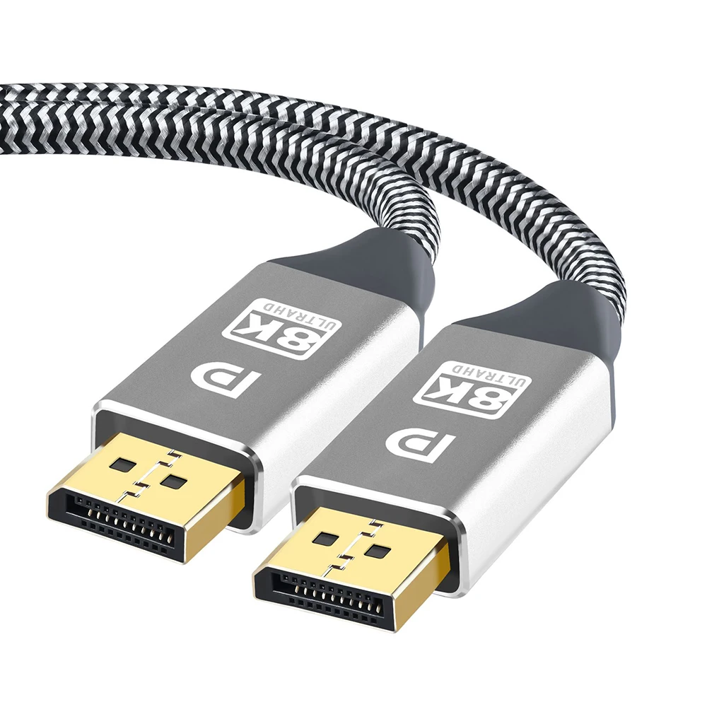 Displayport-kabel  dp 1.4 to dp-kabel 8k @ 60hz 4k @ 144hz 2k @ 165hz displayport lyd- og videoadapter for pc bærbar pc hd-tv  dp 1.2- ledning: Svart / <= 0.5m