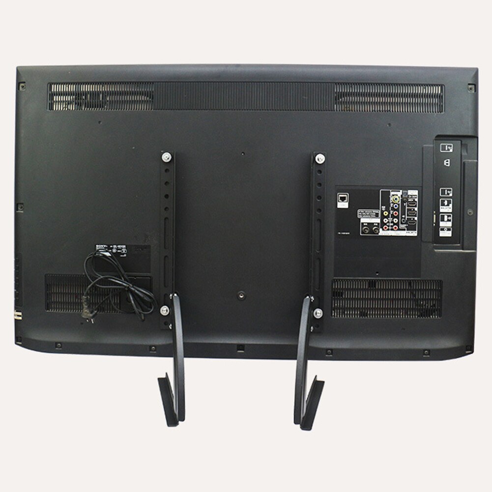 TV Stand Base Universal Stable Multi Hole Adjustable Durable Home Mount With Screws Black Triangle Steel Easy Install Table Top