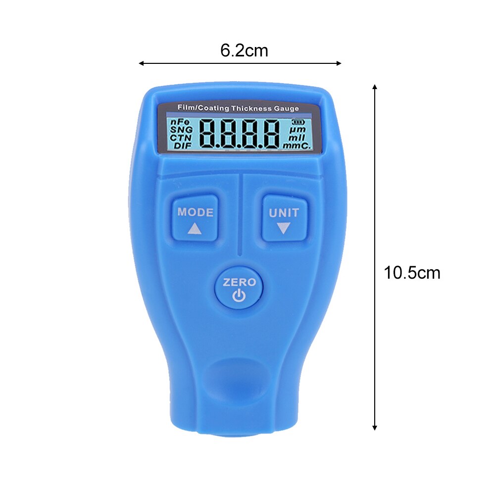 Paint Thickness Gauge Meter Coating Thickness Gauge Paint Depth Gauge Meter with Backlight LCD Display White Orange Blue