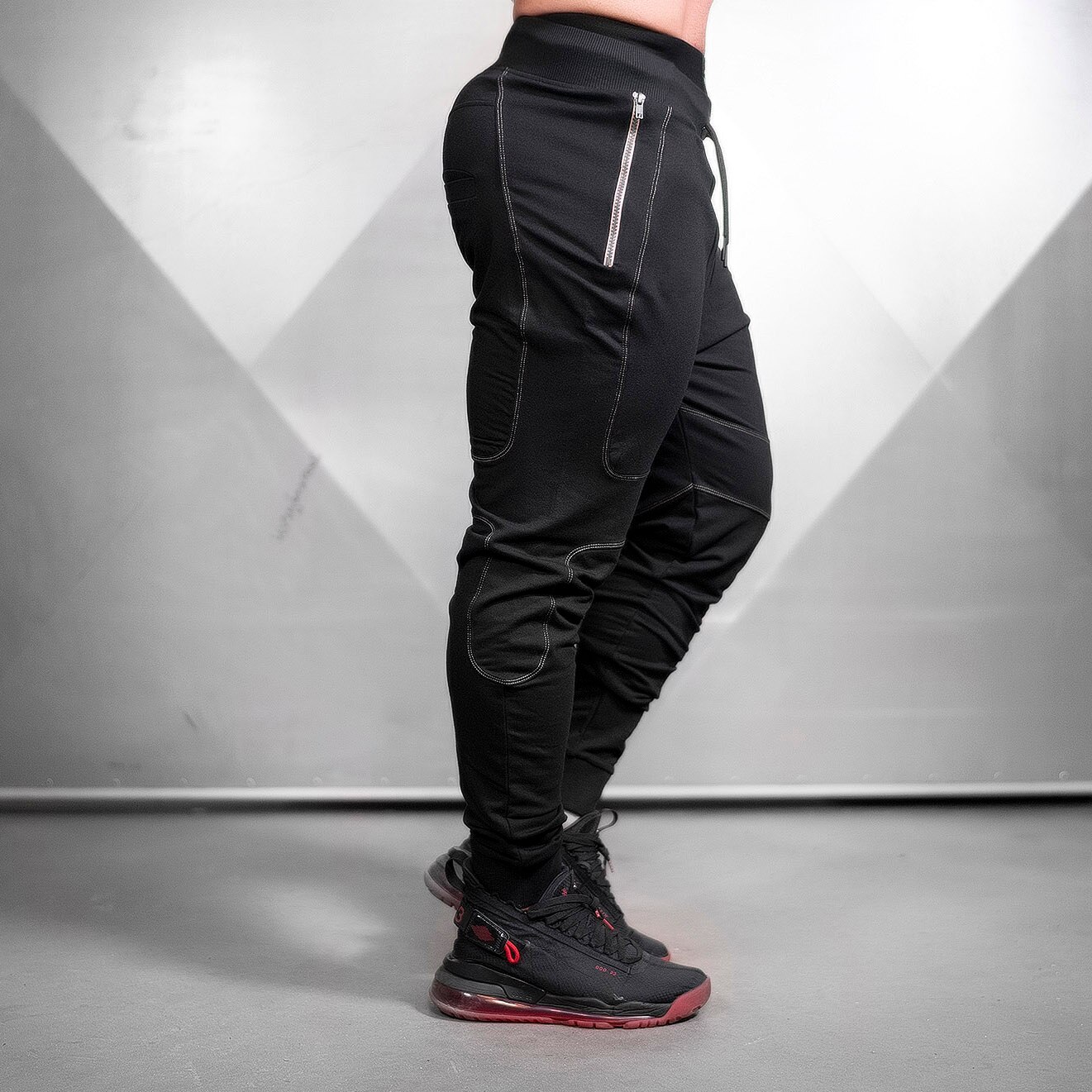 Sport Fitness Pants Mens Outdoor Gym Running Drawstring Sportswear Loose Training Pants Patchwork Sweatpants Leisure Trousers