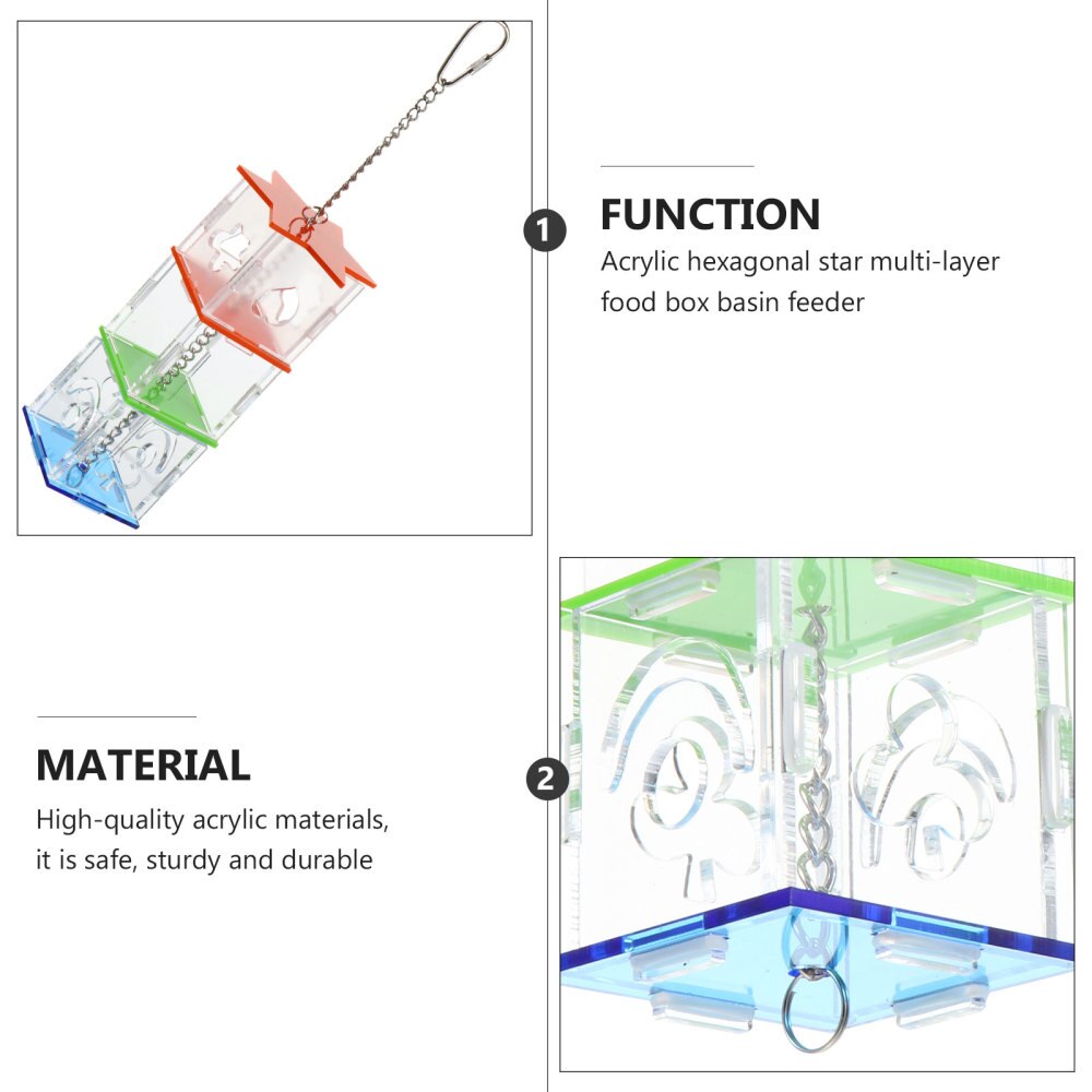 Parrot Acrylic Feeder Feeding Box Parrot Bird Feeder Hanging Foraging
