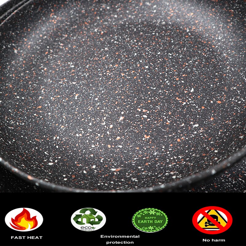 Master Star 20/24/28cm Frying Pan Set Black Granite Coating Teflon Sartenes Steak Egg Skillet Non-stick Gas Cooker