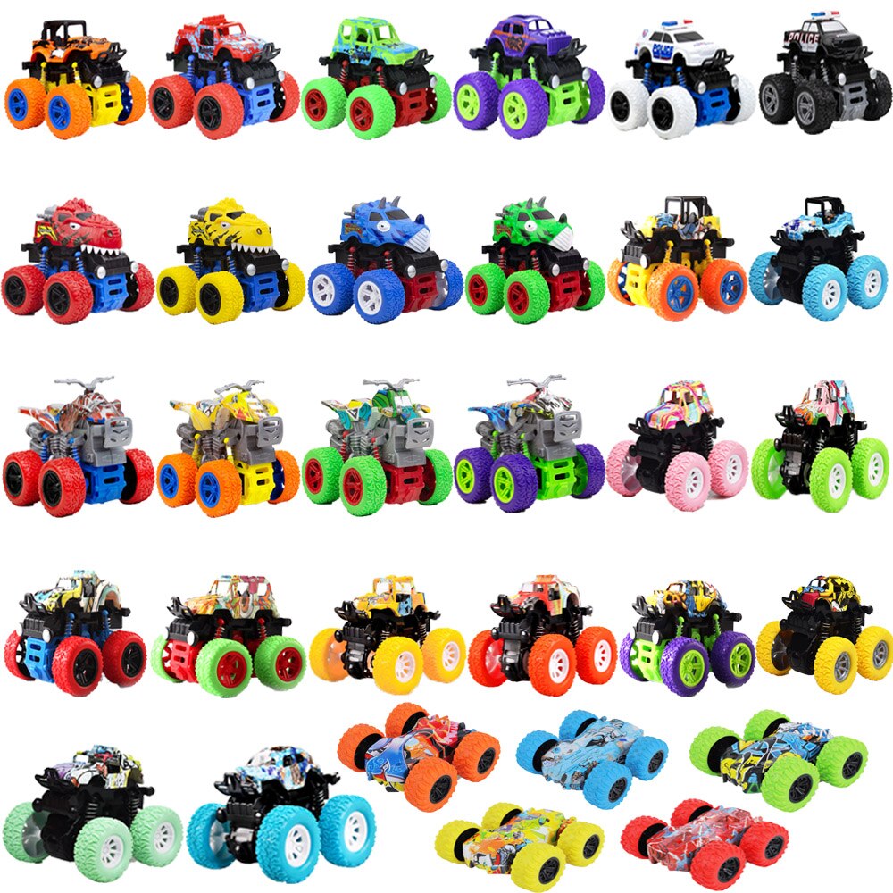 15 Styles Toys Car Mini Inertial Off Road Vehicle Pull Back Children Shock Plastic Friction Stunt Car For Kids Toys Car