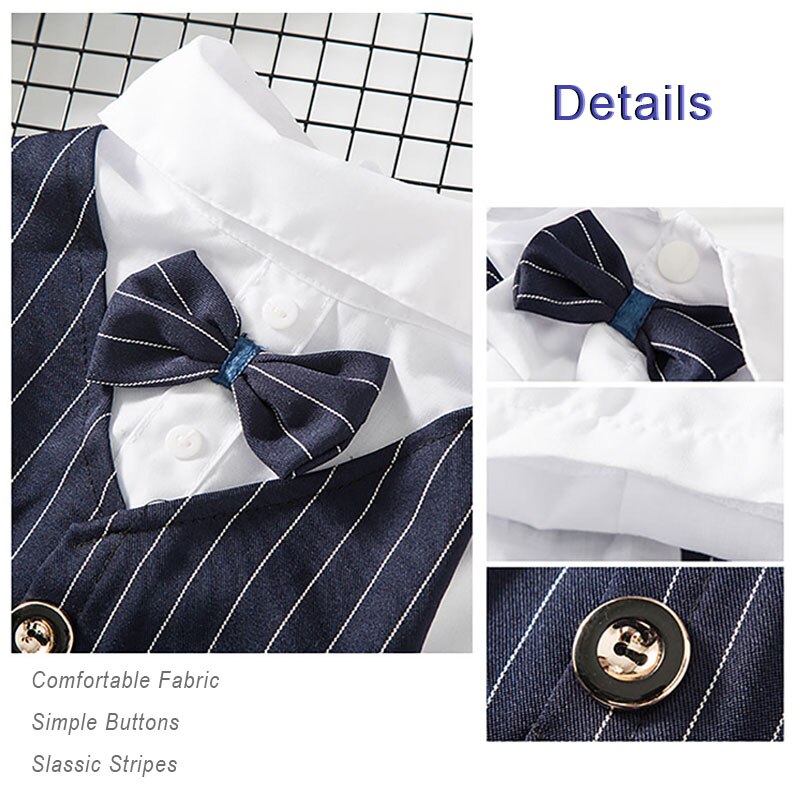 Gentleman chien vêtements rayure chien Costume formel chien chemise avec noeud mariage Costume chiot vêtements animal de compagnie petit chien Costume