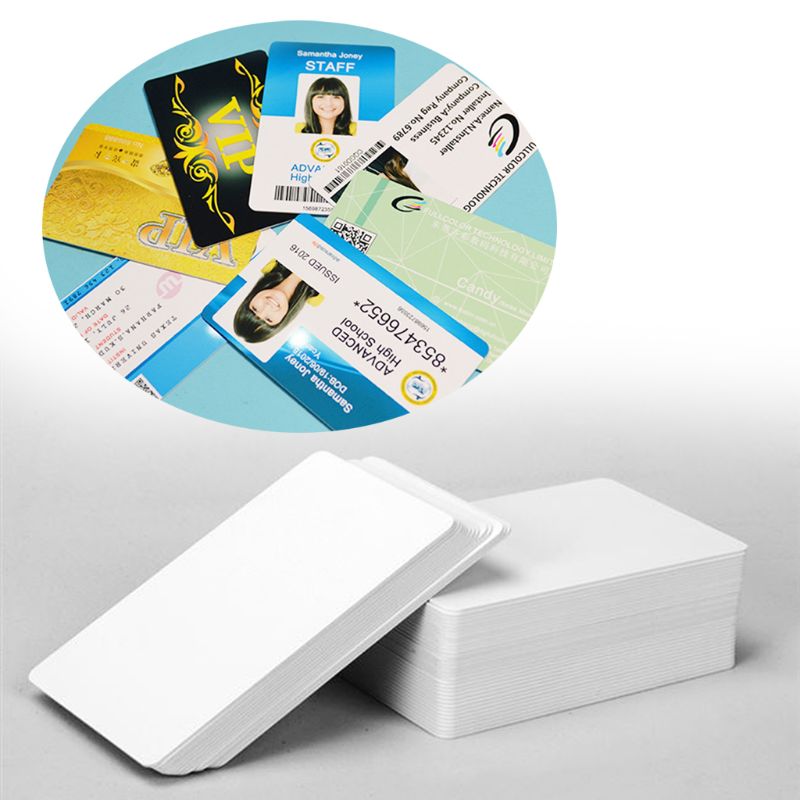 100 Uds blanco Premium tarjetas de identificación de inyección de tinta en blanco PVC plástico blanco doble cara estampada DIY tarjetas de tarjeta de identificación