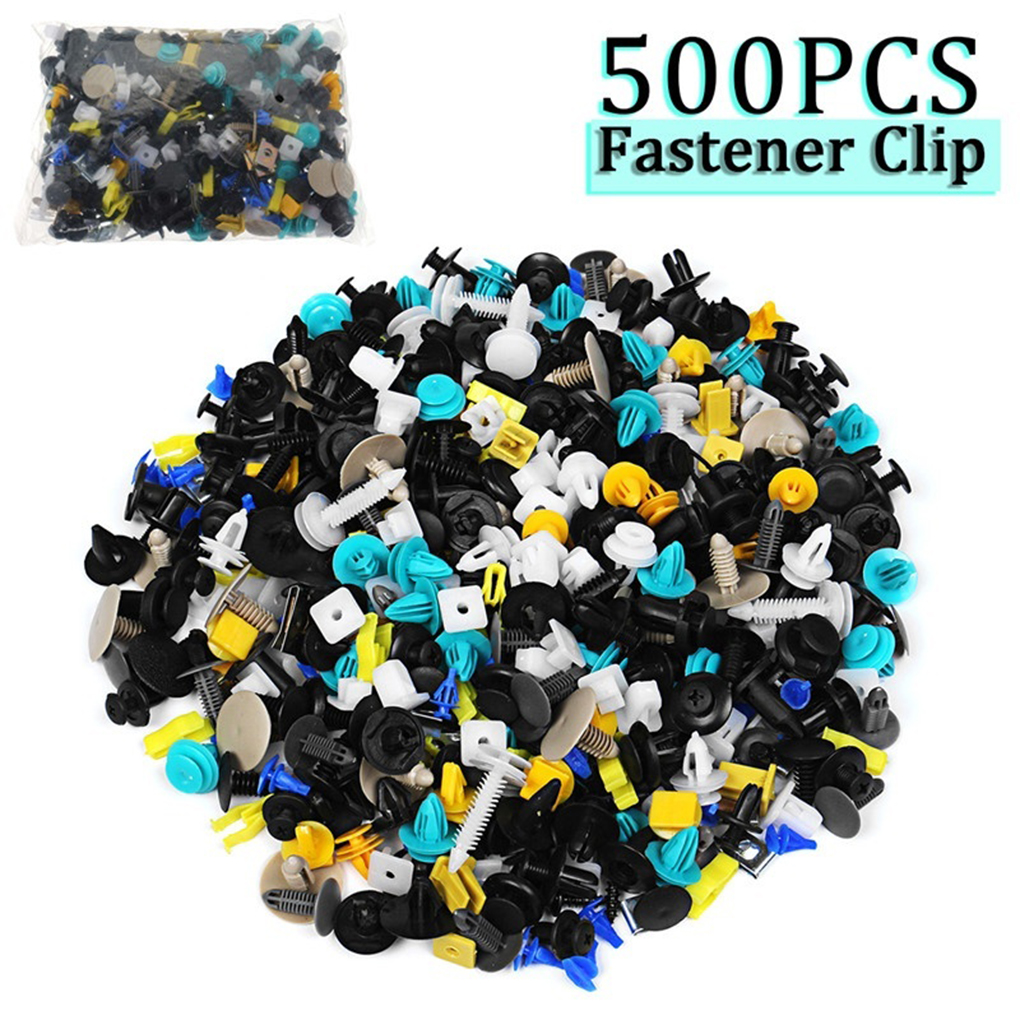500 st/set bil plastnit bil stänkskärm stötfångare interiör trim tryckstift clips kit biltillbehör: Guld-