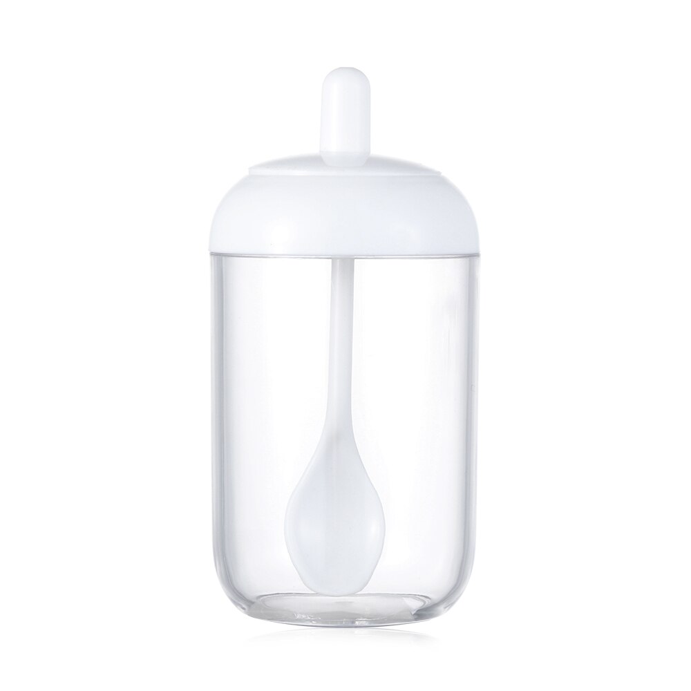 Kitchen Plastic Condiment Bottles Spice Jar With Spoon Kitchen Seasoning Salt Oil Coffee Beans Container Home Paprika Storage Bo: Light Green