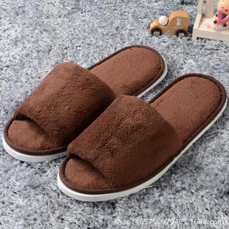 Vrouwen Mannen Thuis Anti-Slip Schoenen Zachte Winter Warm Sandaal Huis Indoor Slippers Indoor Home Slippers Warme Platte schoenen: Coffee