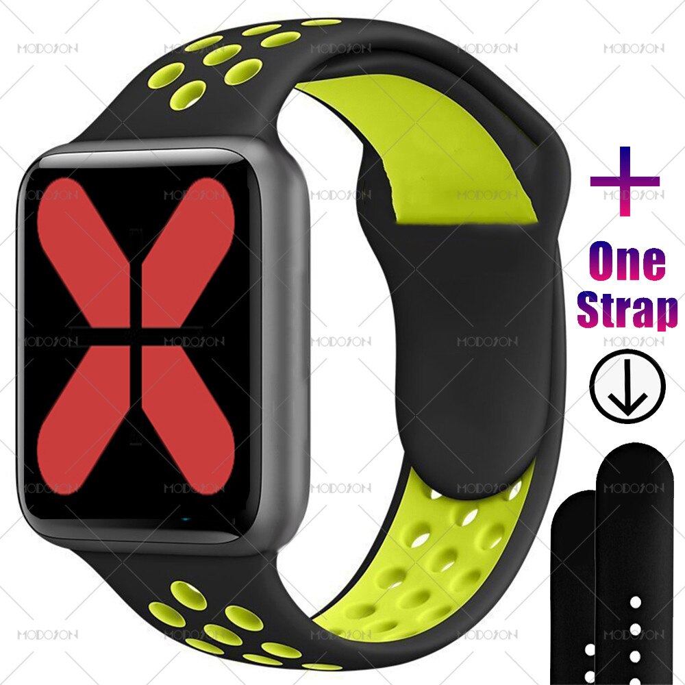 MODOSON Smart Uhr iwo W34S Bluetooth Anruf Herz Rate Fitness Tracker Smartwatch PK W34 W26 W46 W16 13 Für Apple iphone Android: black black yellow