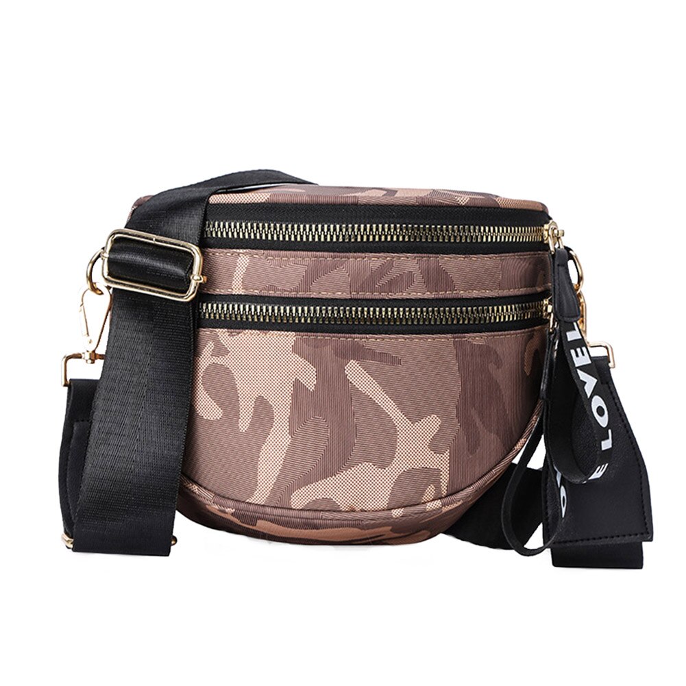 Nylon Fanny Heuptas Vrouwen Halve Cirkel Casual Rits Vrouwelijke Borst Crossbody Pack Messenger Bags Sling Borst Pakken: Coffee