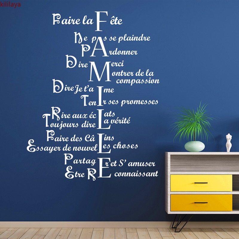 Kililaya Franse Patroon Familie Quote Muursticker voor Woonkamer Home Decor Home Decoratie Accessoires