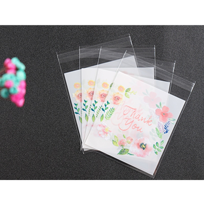 100 sztuk/partia torby plastikowe dziękuję samoprzylepne torby robić pakowania na wesele świędo dziękczynienia prezent torba cukierki Cookie torby