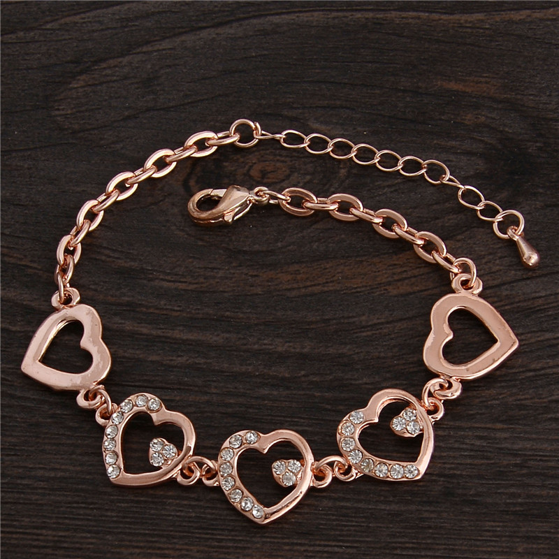 SHUANGR 1pc Rose Goud Kleur Wit Kristallen Vonken Hollow Chain Link Bangle Armband 7 ontwerpen TH358-TH364