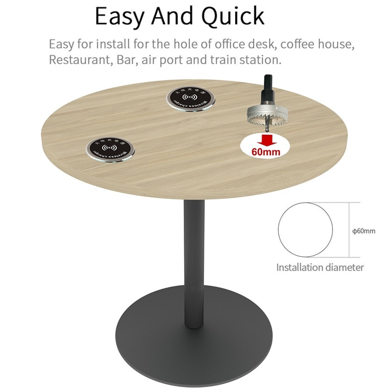 Qi Drahtlose Ladegerät für Samsung S9 S10 Möbel Büro Tisch Schreibtisch Montiert Eingebettet 10W Schnelle Lade Pad für iPhone 8 X XS MAX