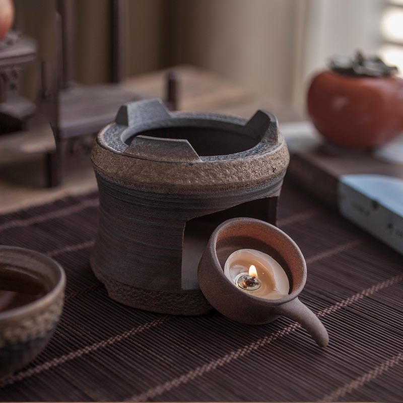 Japansk stil stearinlys varm te komfur keramisk grov keramikvarmer lysestage / te ceremoni tilbehør tekande holder base