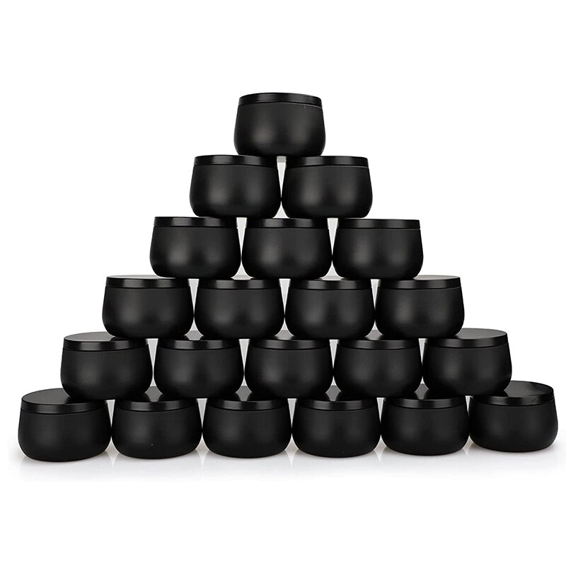 Botes de lata para velas, recipientes de vela con tapas, 8 Oz, para fabricación de velas, artes y artesanías, almacenamiento, negro, 24 Uds.: Default Title