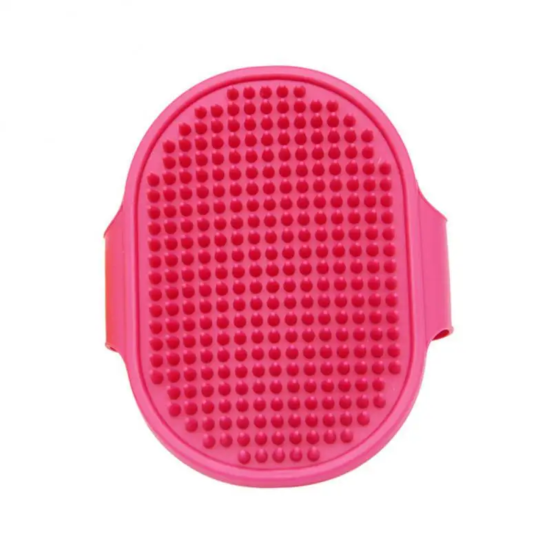 Escova de borracha macia para cães e gatos, pente de silicone para banho de animais de estimação, removedor de pelos, suprimentos para animais de estimação, equipamento de limpeza para lavagem de cães: Rosa