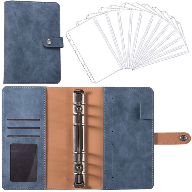 Portable Binder Planner Set with Binder Budget Envelopes Hidden Card Slots 6-ring Notepad Binder Journal for Adult D5QC