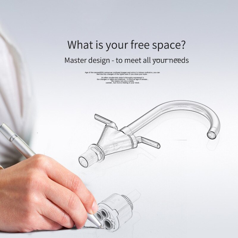 JUSHFO Kitchen Basin Tap Sink Mixer Basin Tap Twin Dual Lever 360-degree Taps Swivel Chrome Waterfall Faucet For Bathroom