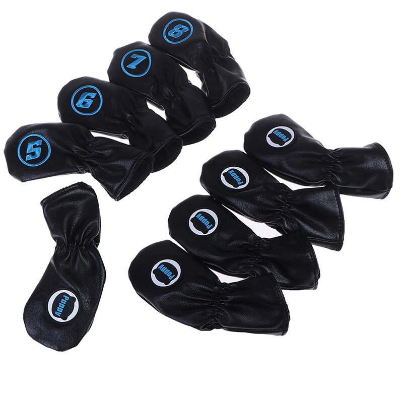 9 pièces Golf fer tête couvre fer Putter protection noir fenêtre Golf Club fer tête protecteur Golf accessoires