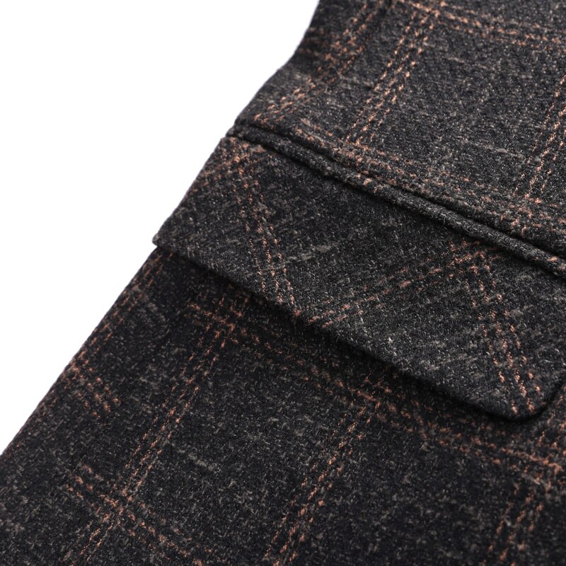 Plyesxale-Blazer de cuadros marrones para Hombre, traje informal de negocios, chaqueta ajustada, Q732, de otoño,